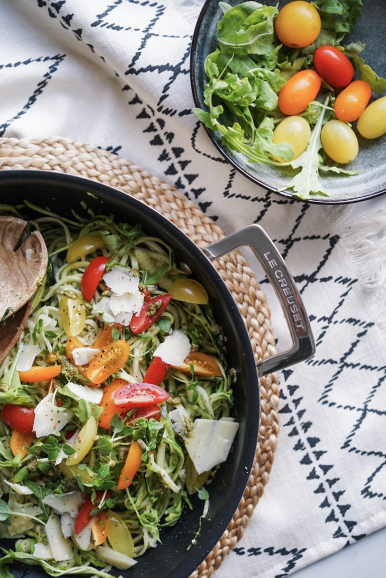 Spaghettis De Courgettes Au Pesto Et Tomates Cerises Simply Morane